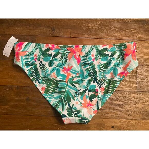 Old Navy L Swim Bikini Bottoms NWT White Multi Tropical Floral Vibrant beach - Picture 6 of 7
